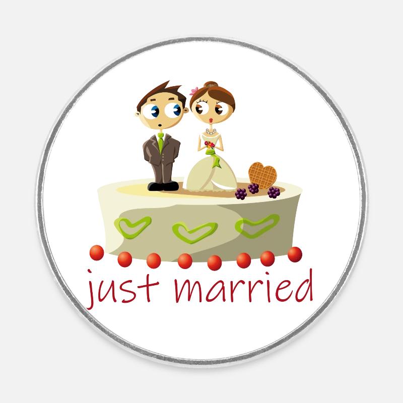 just married, mariage - Magnet rond - blanc