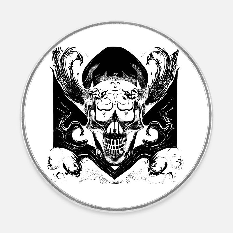 Halloween- oder Horror- Totenschädel mit Ornamente - Runder Kühlschrankmagnet - Weiß