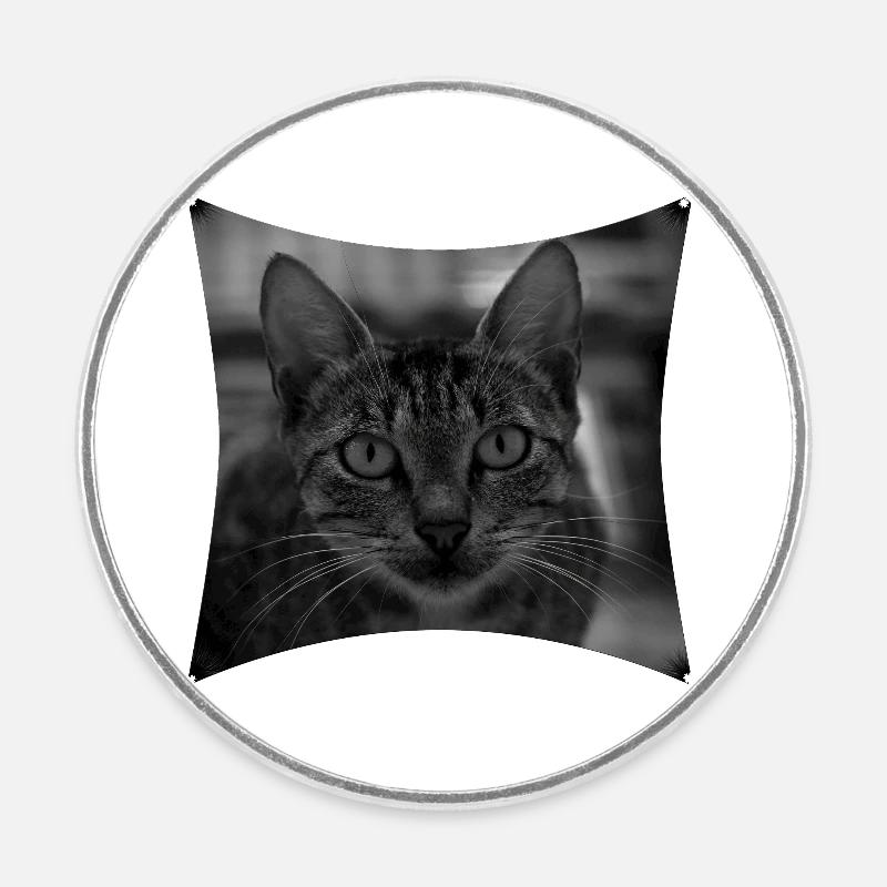 Chat sauvage - Magnet rond - blanc
