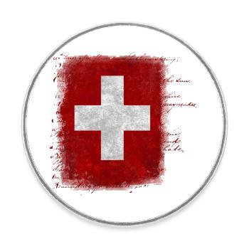 Drapeau de la Suisse - Magnet rond - blanc - Devant