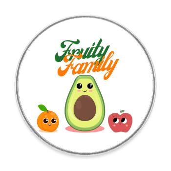 Fruity Family Vegan Fruit Vegetables - Round  fridge magnet - white - Front