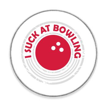 I suck at bowling - Round  fridge magnet - white - Front