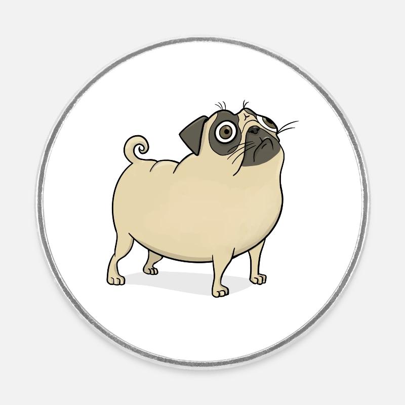 Pug funny embarrassed - Round  fridge magnet - white