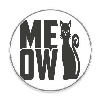 Meow Katze - Runder Kühlschrankmagnet - Weiß - Vorne