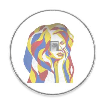 Mrs. Abstrakt - Round  fridge magnet - white - Front