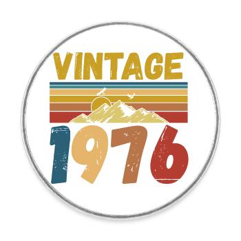 vintage 1976 - Round  fridge magnet - white - Front