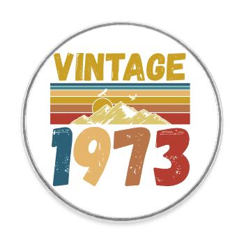 vintage 1973 - Round  fridge magnet - white - Front