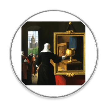 Grail Surrealism - Round  fridge magnet - white - Front