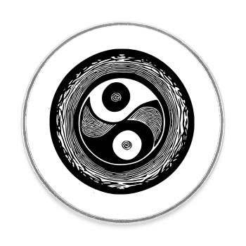 Yin Yang Zeichen Symbol Frieden glücklich 10 - Runder Kühlschrankmagnet - Weiß - Vorne