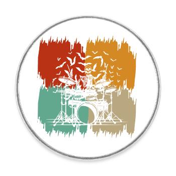 Drums Drummer Drums Drummers - Magnet rond - blanc - Devant