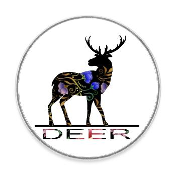 Deer - Round  fridge magnet - white - Front