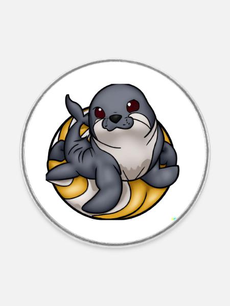 Seal Sticker - Runder Kühlschrankmagnet - Weiß
