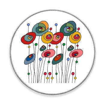 Fleur - Magnet rond - blanc - Devant