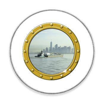 New York-Upper Bay - Round  fridge magnet - white - Front