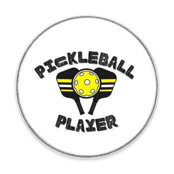 Pickleball Player Paddle - Round  fridge magnet - white - Front