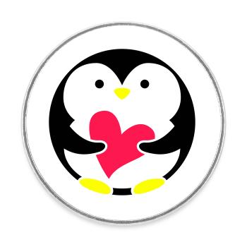 Pinguin - Runder Kühlschrankmagnet - Weiß - Vorne
