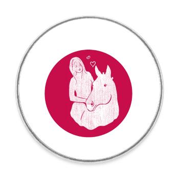 Horse girl love horse and woman - Round  fridge magnet - white - Front