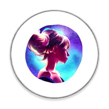 ANIME SPACE GIRL - Magnet rond - blanc - Devant