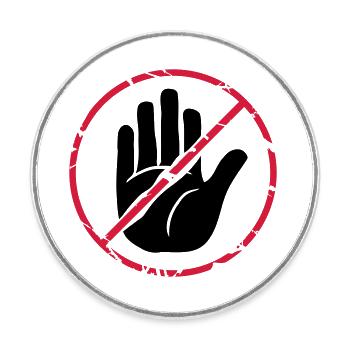 Arrêter la main du personnage barrée - Magnet rond - blanc - Devant