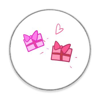 Deux cadeaux symbole forme Noël - Magnet rond - blanc - Devant