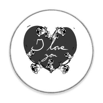 graues herz ich liebe dich blumen valentinstag sym - Runder Kühlschrankmagnet - Weiß - Vorne