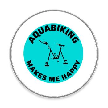 Aqua Cycling Swimming Pool Fitness Training Coach - Round  fridge magnet - white - Front