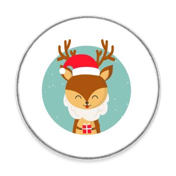 Weihnachtsmannhirsch - Runder Kühlschrankmagnet - Weiß - Vorne