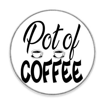 Pot de café - Magnet rond - blanc - Devant