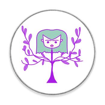 Dessin animé mignon - Magnet rond - blanc - Devant