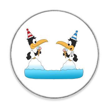 PINGUINE - EIS - TIERE - WINTER - LIEBE - LOVE - Runder Kühlschrankmagnet - Weiß - Vorne