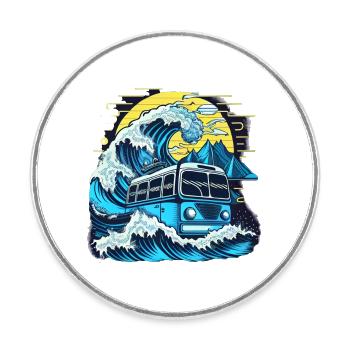 Fusion du bus et du puits - Magnet rond - blanc - Devant