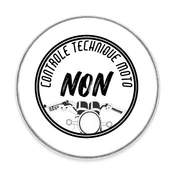 NON CONTROLE TECHNIQUE MOTO - Magnet rond - blanc - Devant