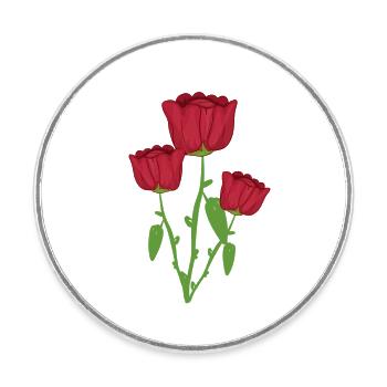 Trois Roses Fleur Végétale Rouge - Magnet rond - blanc - Devant