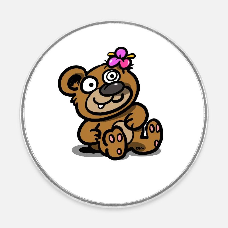 Nounours - Magnet rond - blanc