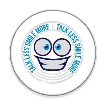 parler moins sourire plus - Magnet rond - blanc - Devant