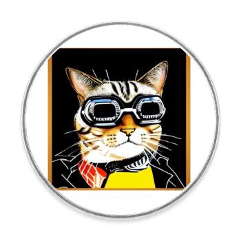 Coole Katze 1 - Runder Kühlschrankmagnet - Weiß - Vorne