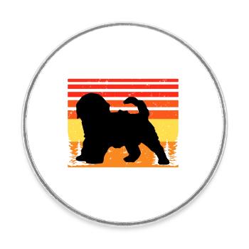 Cockapoo Dog Lover Silhouette Vintage Sunset - Magnet rond - blanc - Devant