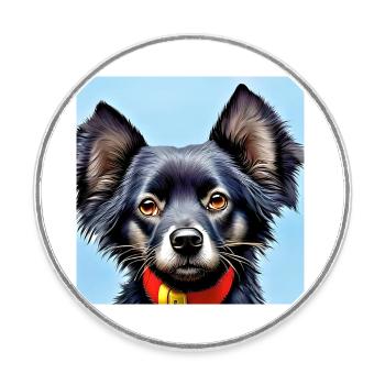 treuer kleiner schwarzer Hundekopf - Runder Kühlschrankmagnet - Weiß - Vorne