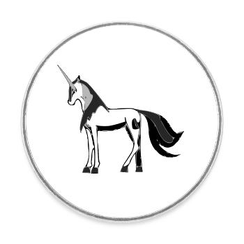 La licorne - Magnet rond - blanc - Devant