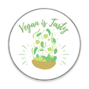 Vegan ist lecker - Runder Kühlschrankmagnet - Weiß - Vorne