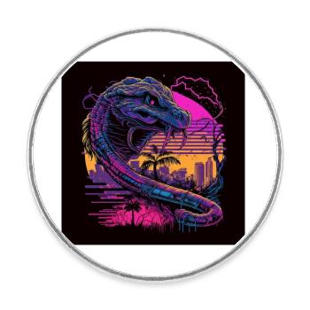 Kamel mit Neonfarben, Synthwave / 80er Jahre - Runder Kühlschrankmagnet - Weiß - Vorne