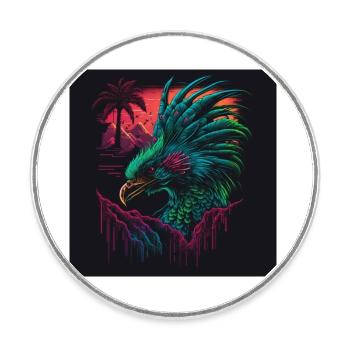 Pfau mit Neonfarben, Synthwave / 80er Jahre - Runder Kühlschrankmagnet - Weiß - Vorne