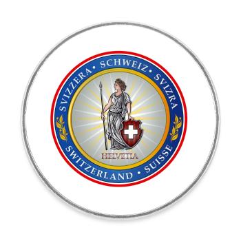 Helvetia Seal - Runder Kühlschrankmagnet - Weiß - Vorne