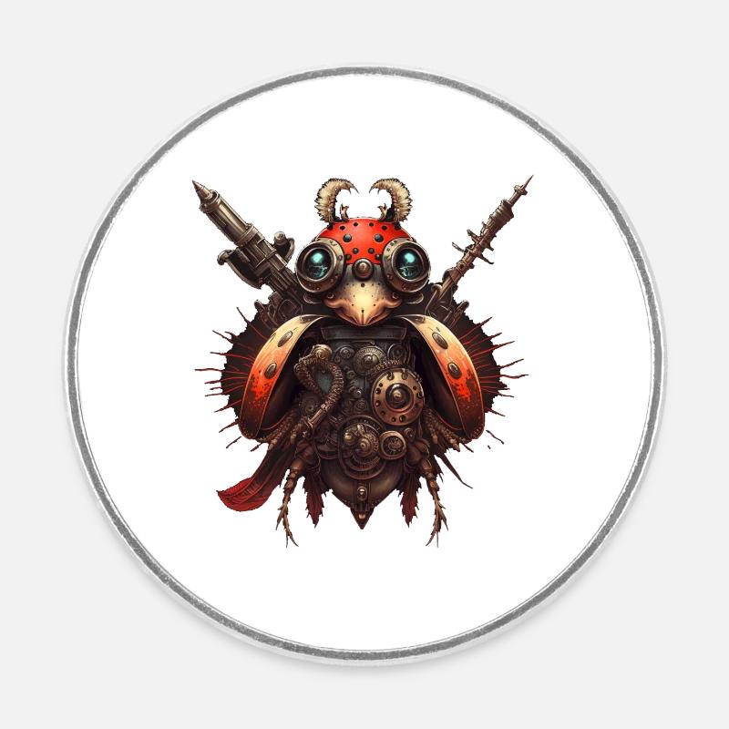 ladybug - Round  fridge magnet - white