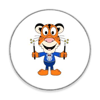 ZAUBERER - TIGER - ZAUBERN - ZAUBEREI - TIER - Runder Kühlschrankmagnet - Weiß - Vorne