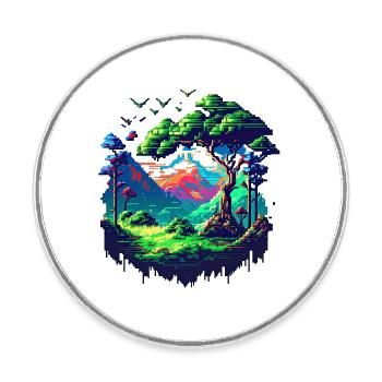 Pixel Odyssey - Round  fridge magnet - white - Front