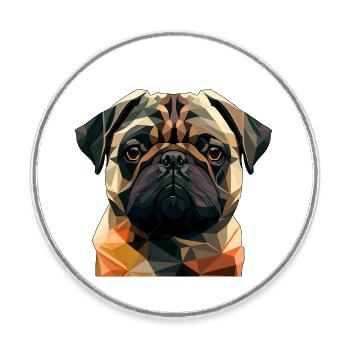 PUG - Runder Kühlschrankmagnet - Weiß - Vorne