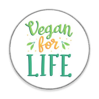Vegan for life - Round  fridge magnet - white - Front