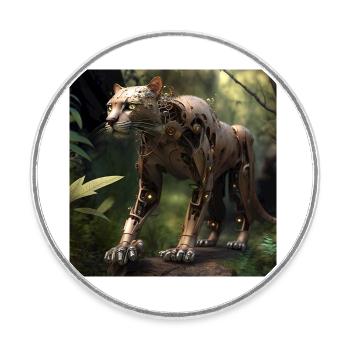Panter 2 - Round  fridge magnet - white - Front