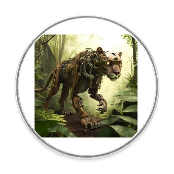 Panther - Round  fridge magnet - white - Front